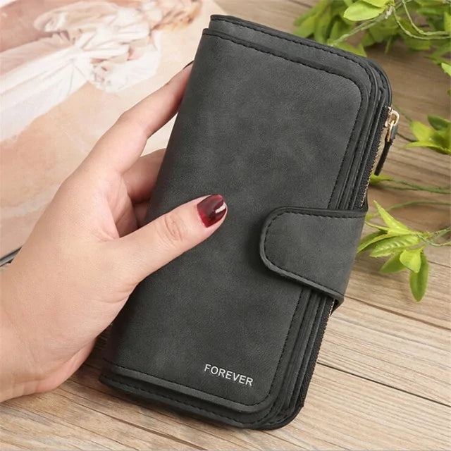 Wallet Brand Coin Purse Scrub Leather Women Wallet Money Phone Bag Female Snap Card Holder Ladies Long Clutch Carteira Feminina WEM Support (www.WEM.support)