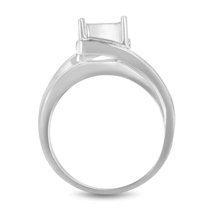 10K White Gold 1/3 Cttw Invisible Set Princess-cut Diamond Cluster Bypass Ring (H-I Color, SI1-SI2 Clarity) WEM Support (www.WEM.support)