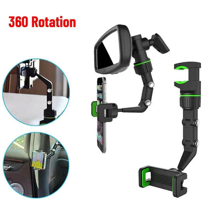 360° Car Rearview Mirror Rotation Adjustable Phone Holder Mount Multifunction WEM Support (www.WEM.support)