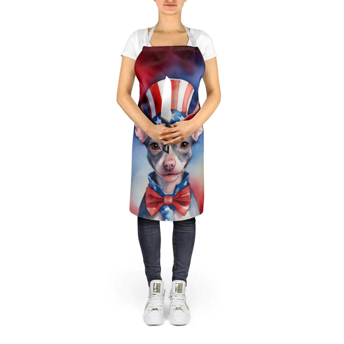 American Hairless Terrier Patriotic American Apron WEM Support (www.WEM.support)