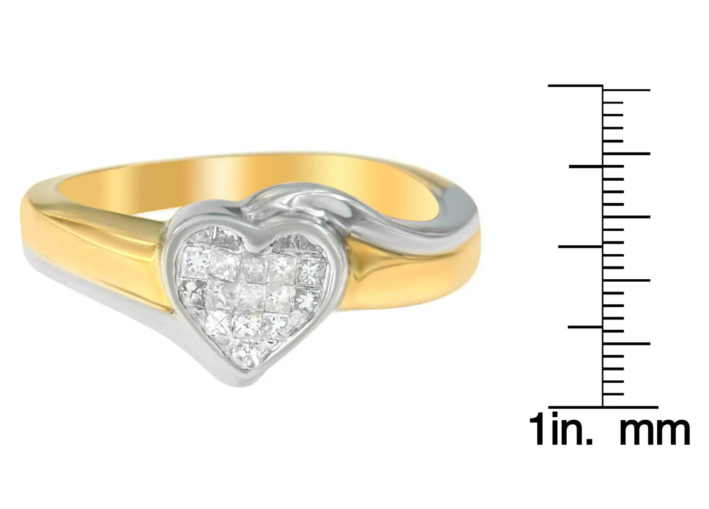 14K Two-Toned Gold Princess-Cut Diamond Heart Promise Ring (1/4 Cttw, H-I Color, I1-I2 Clarity) WEM Support (www.WEM.support)