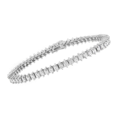 14K White Gold 5.0 Cttw Clarity Enhanced 2 Prong Set Princess-Cut Diamond Tennis Bracelet (H-I Color, I1-I2 Clarity) WEM Support (www.WEM.support)