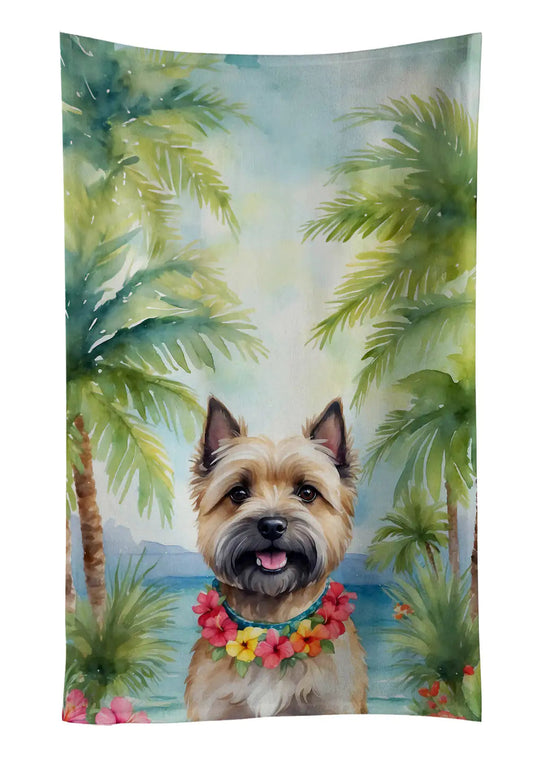 Cairn Terrier Luau Kitchen Towel WEM Support (www.WEM.support)