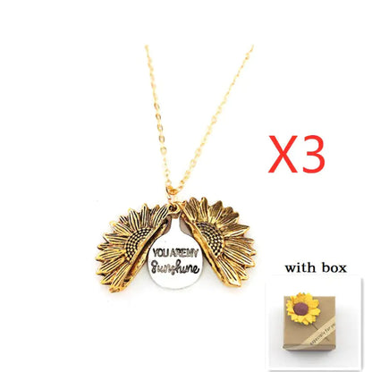 Sunflower Double Lettering Necklace WEM Support (www.WEM.support)