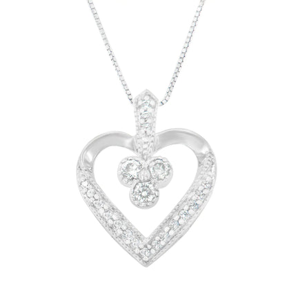 14K White Gold Princess Cut Diamond Forever Love Heart Pendant Necklace (0.30 cttw, H-I Color, SI2-I1 Clarity) WEM Support (www.WEM.support)
