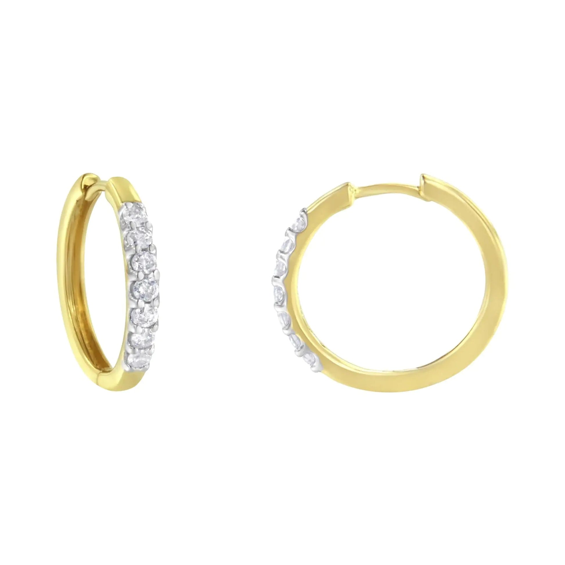 10KT Yellow Gold Diamond Hoop Earring (1/2 cttw, I-J Color, I2-I3 Clarity) WEM Support (www.WEM.support)