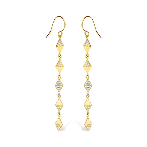 14K Yellow Gold 1/3 Cttw Diamond Studded Kite Drop and Dangle Earrings (H-I Color, SI2-I1 Clarity) WEM Support (www.WEM.support)
