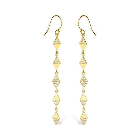 14K Yellow Gold 1/3 Cttw Diamond Studded Kite Drop and Dangle Earrings (H-I Color, SI2-I1 Clarity) WEM Support (www.WEM.support)