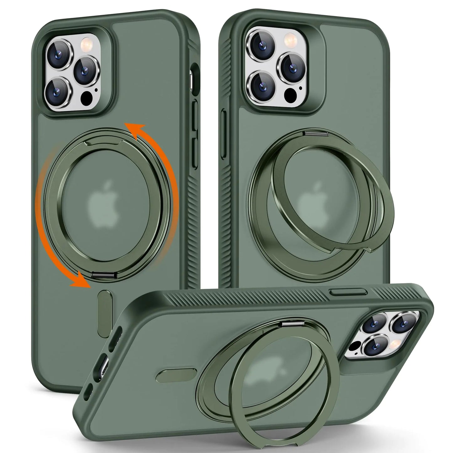 360° Rotatable Magnetic Ring Kickstand for iPhone 12/12 Pro Case [Non-Slip Texture Edge] [Compatible with MagSafe] [Military Shockproof] Translucent Matte Soft Silicone Bumper Slim Cover, 6.1'', Blue