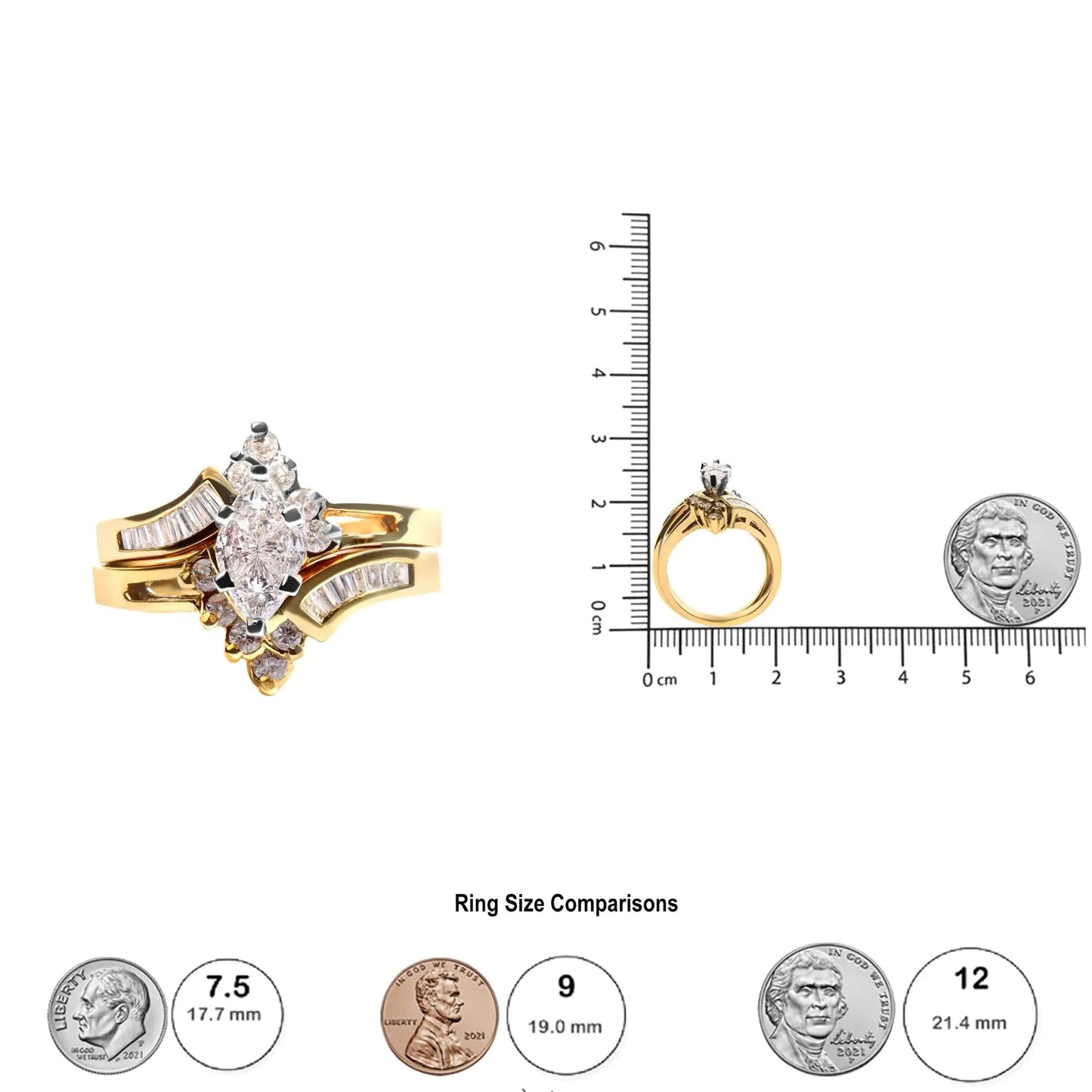 14K Two Tone 3/4 Cttw Diamond Engagement Ring Set (H-I Color, SI1-SI2 Clarity) WEM Support (www.WEM.support)