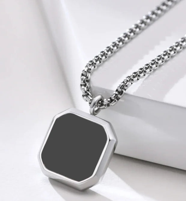 Eclipse Square Stainless Steel Pendant Necklace WEM Support (www.WEM.support)