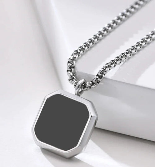 Eclipse Square Stainless Steel Pendant Necklace WEM Support (www.WEM.support)