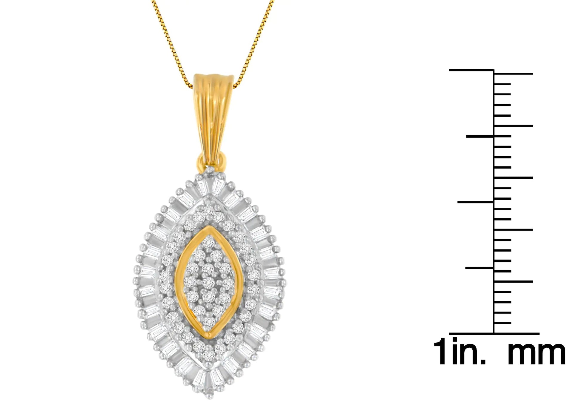 10K Yellow Gold Multi-Cut Diamond Golden Burst Halo Pendant Necklace (0.5 cttw, I-J Color, I2-I3 Clarity) WEM Support (www.WEM.support)