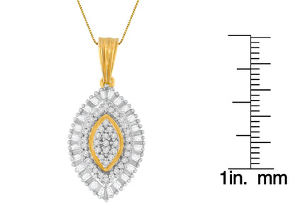 10K Yellow Gold Multi-Cut Diamond Golden Burst Halo Pendant Necklace (0.5 cttw, I-J Color, I2-I3 Clarity) WEM Support (www.WEM.support)