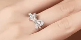 Sterling Silver Bow Ring with Teardrop Zircon WEM Support (www.WEM.support)