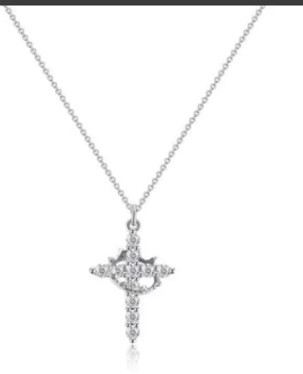 Y - Crown Cross Necklace - Catch Cards