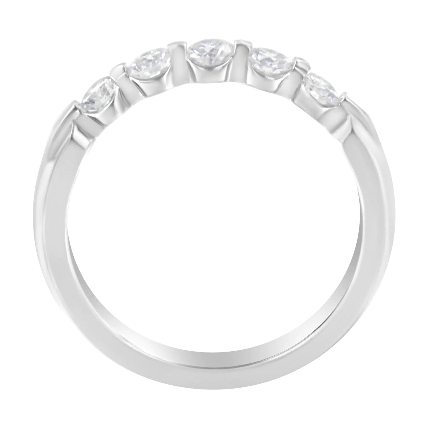 14K White Gold 1/2 cttw Diamond 5-Stone Band Ring (H-I Clarity, SI2-I1 Color) WEM Support (www.WEM.support)