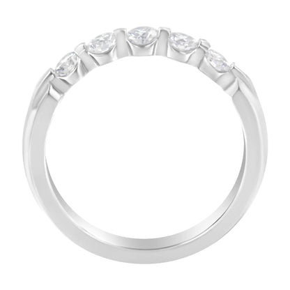 14K White Gold 1/2 cttw Diamond 5-Stone Band Ring (H-I Clarity, SI2-I1 Color) WEM Support (www.WEM.support)