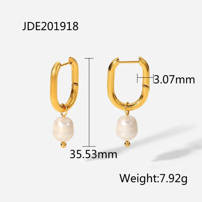 Fashionable Stainless Steel Pearl Earrings HejK.com