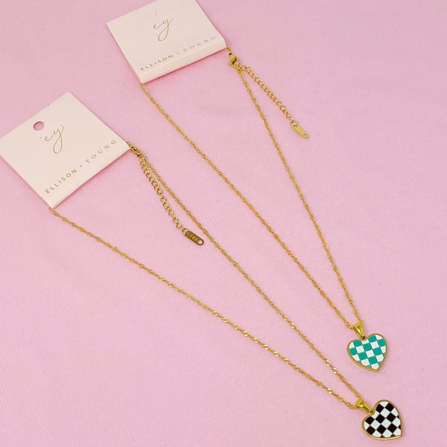 Checkered Heart Necklace WEM Support (www.WEM.support)