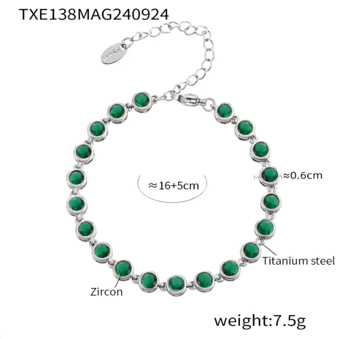 Titanium Steel Zircon Color Mix Bracelet & Necklace Set WEM Support (www.WEM.support)