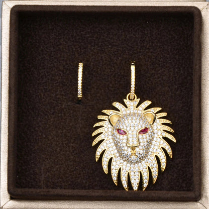 Lion Asymmetry Earrings for Women WEM Support (www.WEM.support)