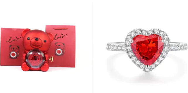 Eternal Rose Teddy Bear Jewelry Box & Necklace WEM Support (www.WEM.support)