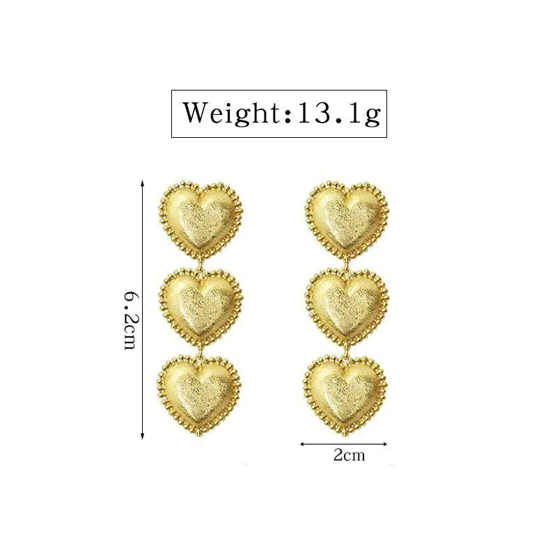 3 Gold Hearts Earrings WEM Support (www.WEM.support)