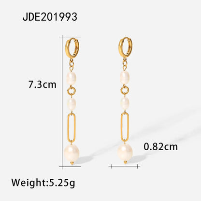 Fashionable Stainless Steel Pearl Earrings HejK.com