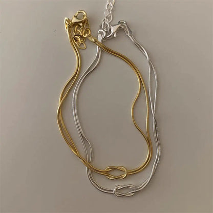 Stainless Steel Valentine's Day Knot Snake Chain Necklace Hand Knotted Bracelet WEM Support (www.WEM.support)