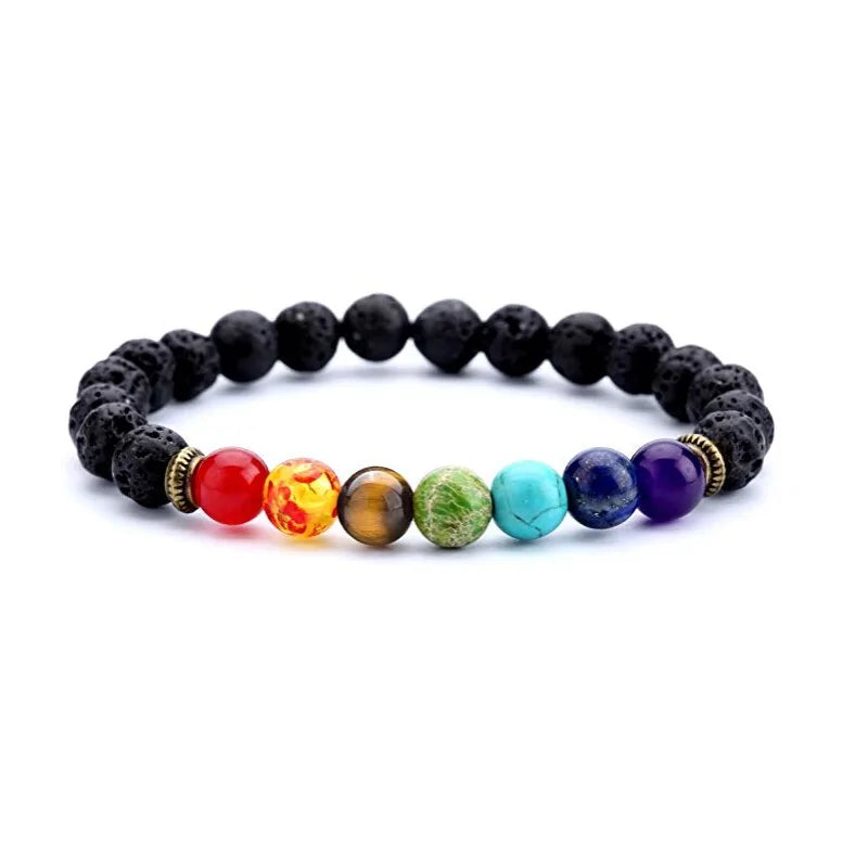 Lava Rock 7 Chakras Bracelet WEM Support (www.WEM.support)