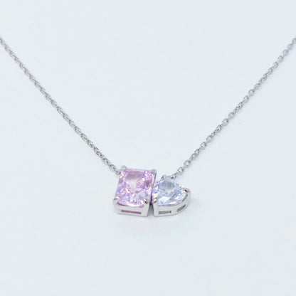 Double Stone Pendant Sterling Silver Necklace WEM Support (www.WEM.support)
