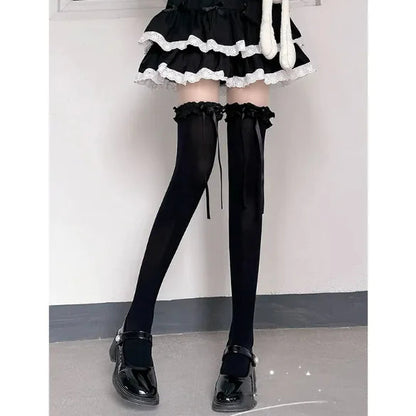 Women's White Silk Knee-High Thin Velvet Stockings WEM Support (www.WEM.support)