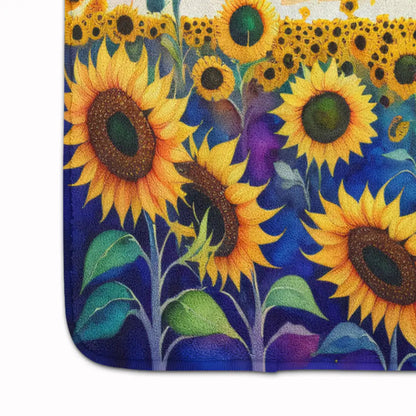 Sunflowers in Color Memory Foam Kitchen Mat WEM Support (www.WEM.support)