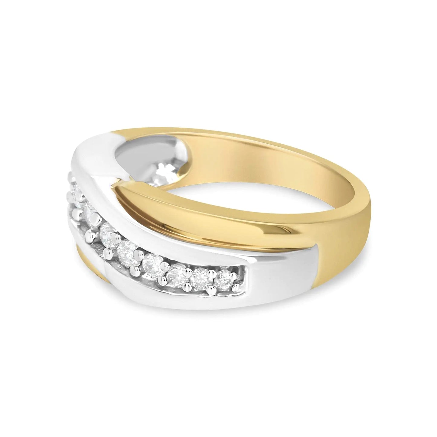 14K Yellow and White Gold 1/2 Cttw Round-Cut Diamond Classic Gent's Band (H-I Color, I1 Clarity) - Size 10 WEM Support (www.WEM.support)
