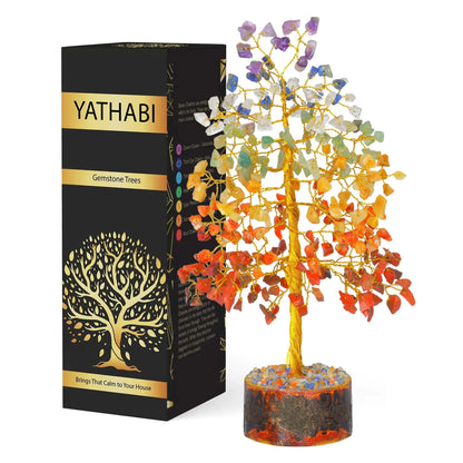 YATHABI Jade Tree Decor - Crystal Tree - Spiritual Things - Green Jade Crystals - Feng Shui Crystals and Stones - Crystal Tree of Life - Gemstones Tree - Jade Stone Bonsai Tree - Good Luck Gifts - Catch Cards