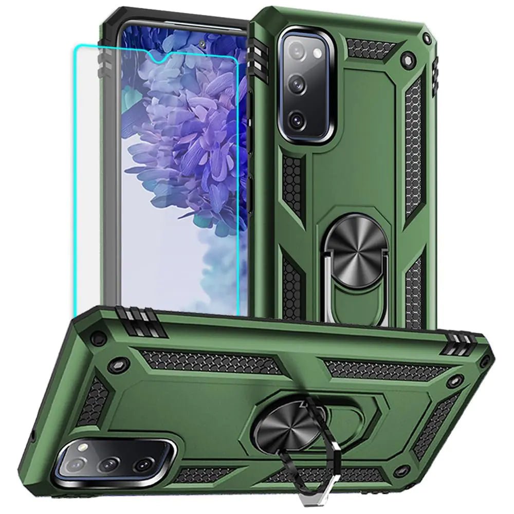 Yiakeng for Samsung Galaxy S20 FE Case, Galaxy S20 FE 5G case with HD Screen Protector, Military Grade Protective Cases with Ring for Samsung Galaxy S20 FE 5G (Red) - Catch Cards