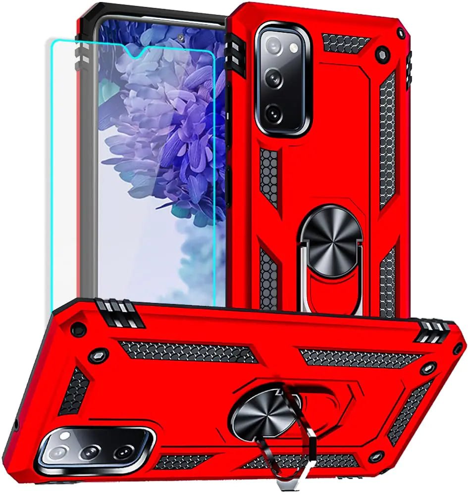 Yiakeng for Samsung Galaxy S20 FE Case, Galaxy S20 FE 5G case with HD Screen Protector, Military Grade Protective Cases with Ring for Samsung Galaxy S20 FE 5G (Red) - Catch Cards