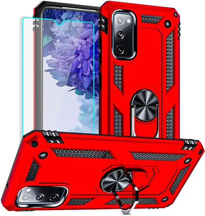 Yiakeng for Samsung Galaxy S20 FE Case, Galaxy S20 FE 5G case with HD Screen Protector, Military Grade Protective Cases with Ring for Samsung Galaxy S20 FE 5G (Red) - Catch Cards