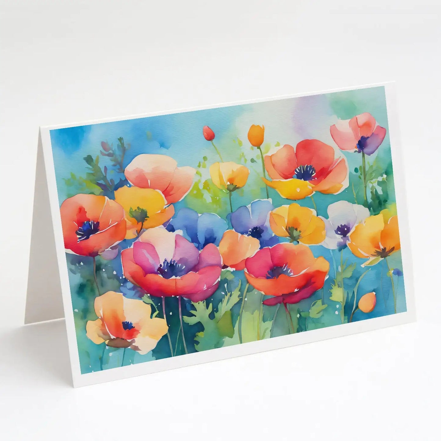 Anemones in Watercolor Greeting Cards Pack of 8 WEM Support (www.WEM.support)