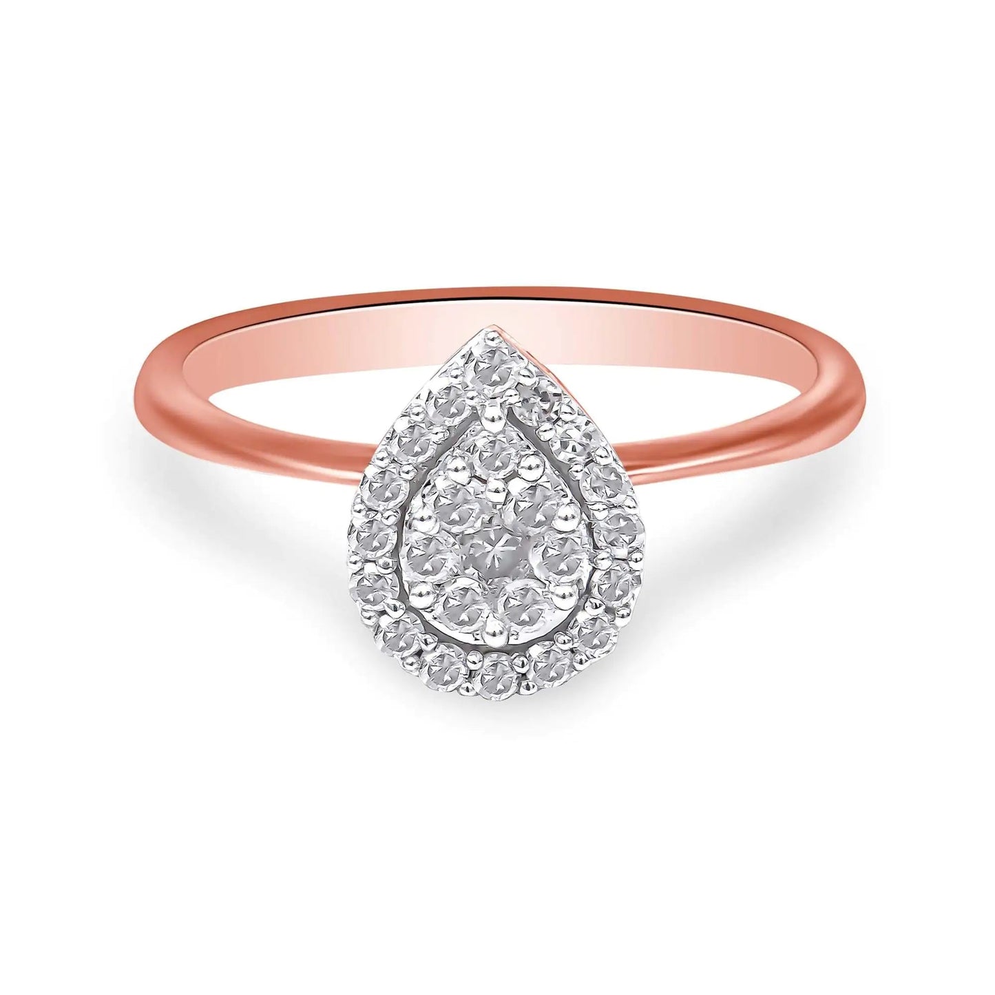 10K Rose Gold 3/8 Cttw Round-Cut Diamond Pear Promise Ring (I-J Color, I2-I3 Clarity) WEM Support (www.WEM.support)