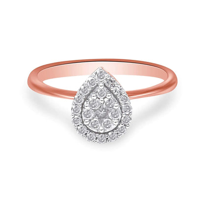 10K Rose Gold 3/8 Cttw Round-Cut Diamond Pear Promise Ring (I-J Color, I2-I3 Clarity) WEM Support (www.WEM.support)