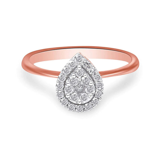 10K Rose Gold 3/8 Cttw Round-Cut Diamond Pear Promise Ring (I-J Color, I2-I3 Clarity) WEM Support (www.WEM.support)