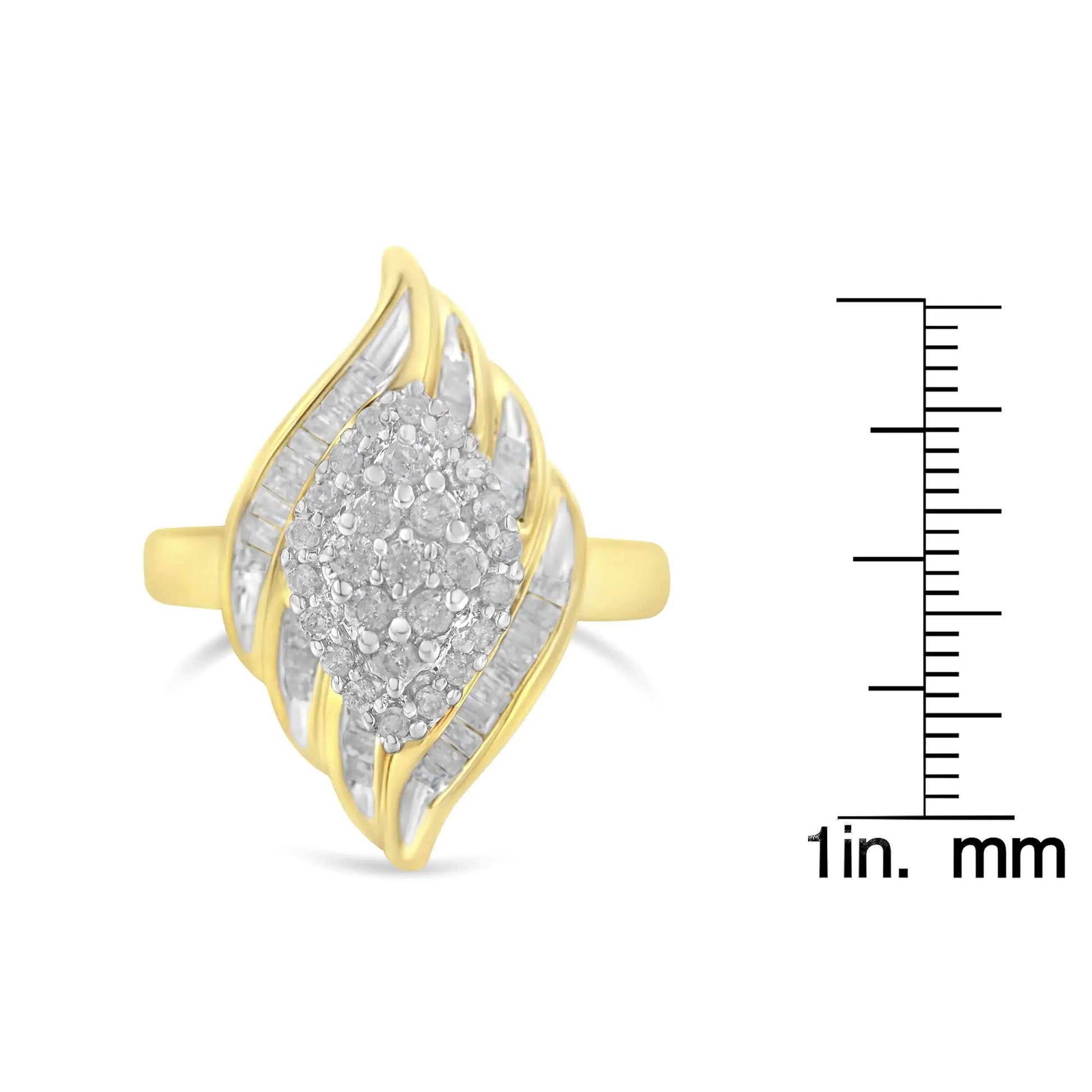 10K Yellow Gold Diamond Cocktail Ring (3/4 Cttw, I-J Color, I2-I3 Clarity) WEM Support (www.WEM.support)
