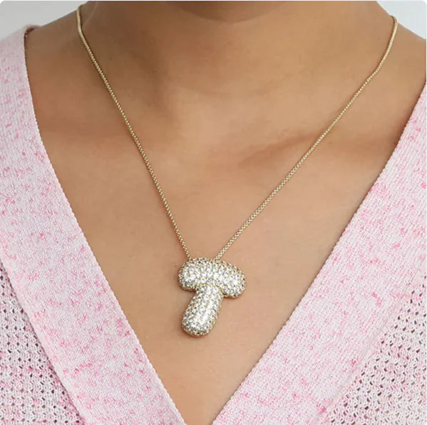 Star Brass Zircon Letter Necklace WEM Support (www.WEM.support)