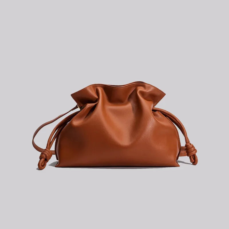 Women Fashion Pleated Cowhide Bag WEM Support (www.WEM.support)