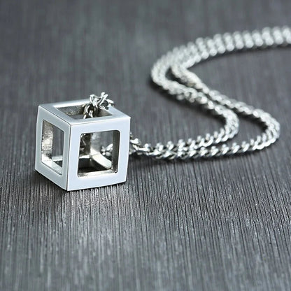 Retro Hollow Cube Pendant Necklace WEM Support (www.WEM.support)