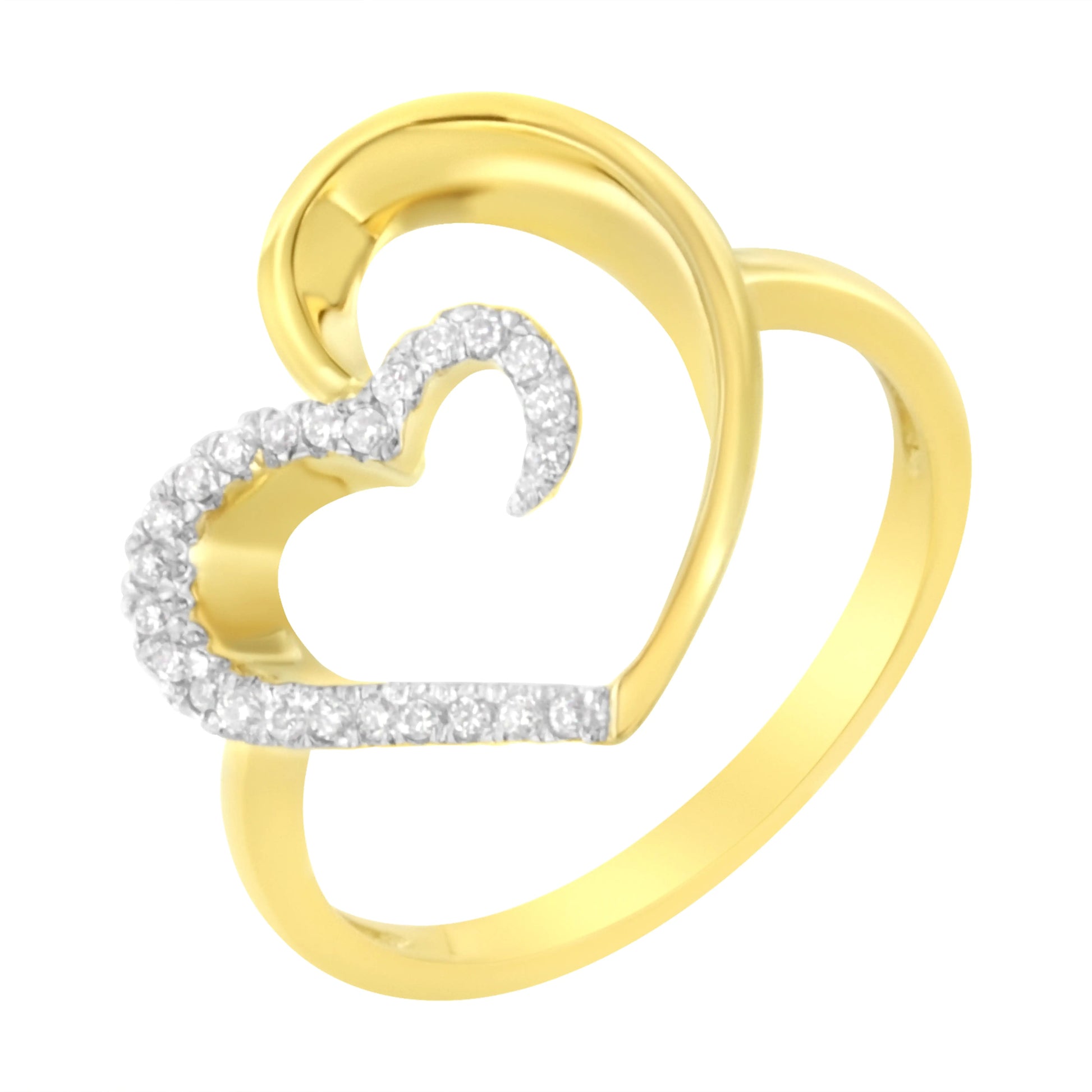 10KT Yellow Gold 1/10 cttw Diamond Heart Shape Ring (K-L, I1-I2) WEM Support (www.WEM.support)