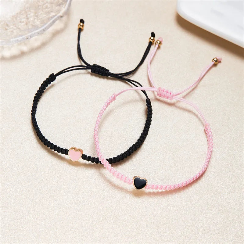 Heart-Shaped Woven Couple Bracelet WEM Support (www.WEM.support)