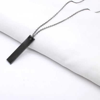 Matte Black Long Necklace With Square Pendant WEM Support (www.WEM.support)